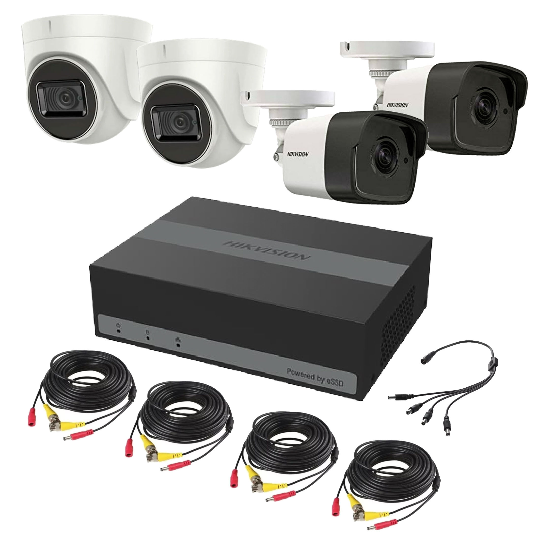 Hikvision E04HG2B2T-KIT Kit EDVR 4ch 2 cámaras Domo 2 cámaras Bala 2mp 2.8mm Cables